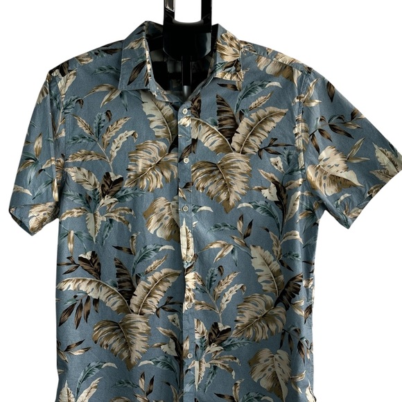 Denim & Flower Other - Denim & Flower Ricky Singh Blue Tropical Leaf Button Up Shirt Men’s XL
